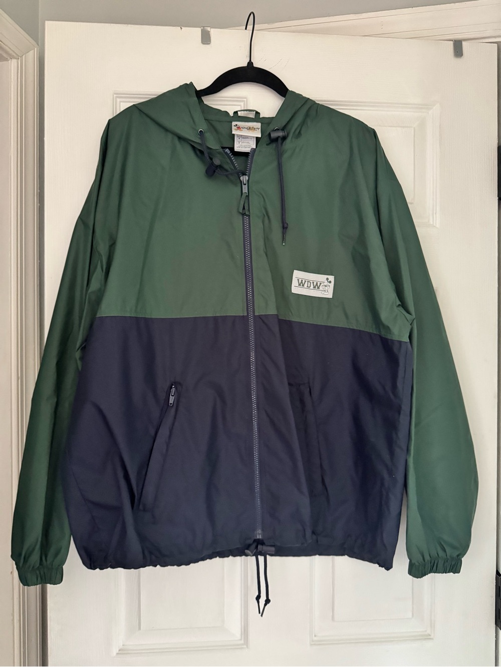 Vintage Walt Disney World Mickey rain Jacket Mens medium Blue Green Windbreaker
